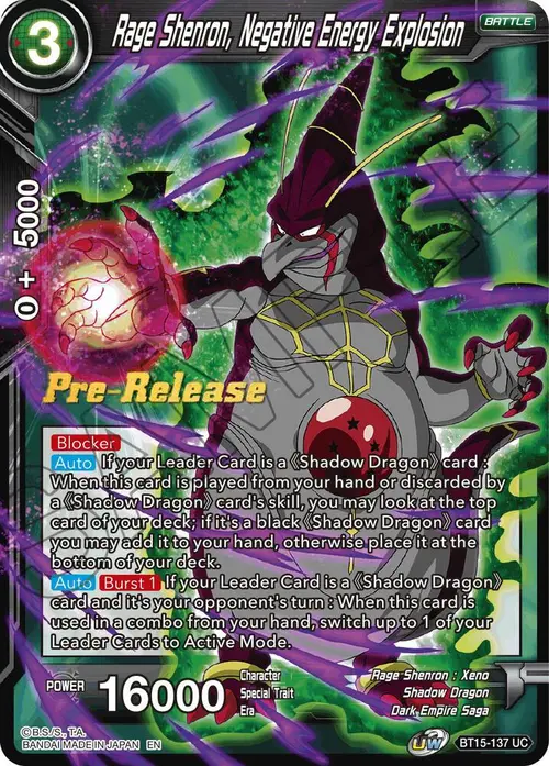 Rage Shenron, Negative Energy Explosion card art