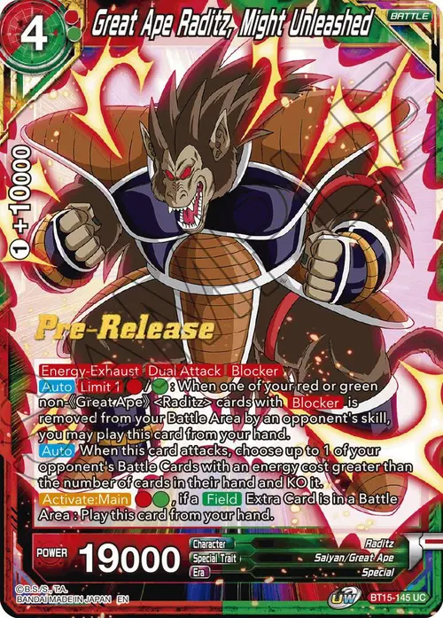 Great Ape Raditz, Might Unleashed card art