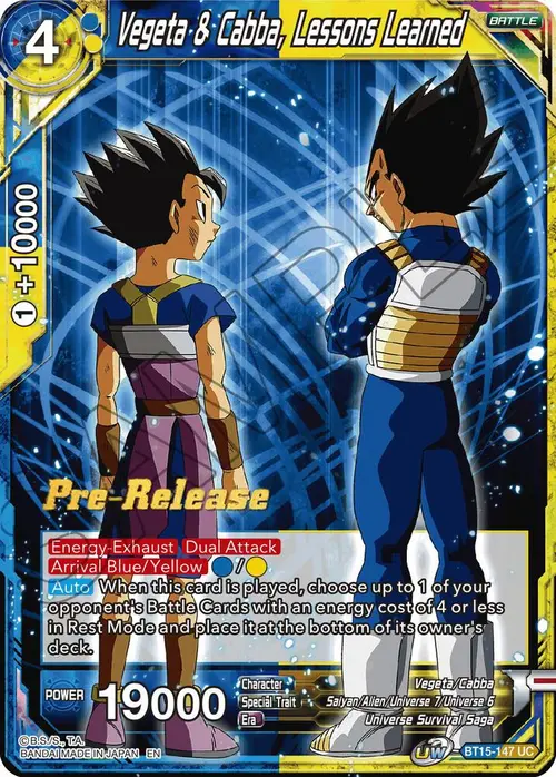 Vegeta & Cabba, Lessons Learned card art
