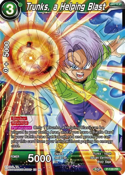 Trunks, a Helping Blast card art