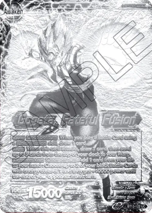 Son Goku & Vegeta // Gogeta, Fateful Fusion (2021 Championship Top 16) (Metal Silver Foil) card art