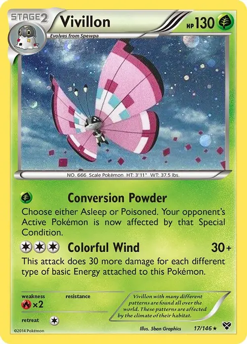 Vivillon - 17/146 (Cosmos Holo) card art