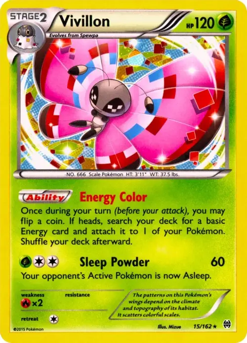 Vivillon - 15/162 (Cosmos Holo) card art