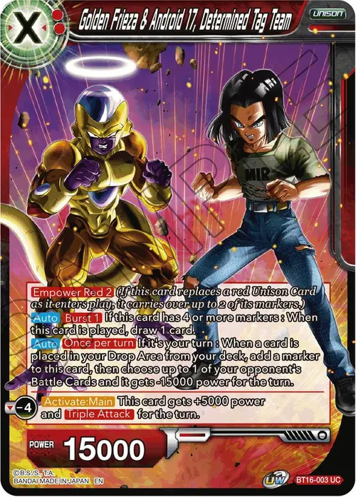 Golden Frieza & Android 17, Determined Tag Team card art