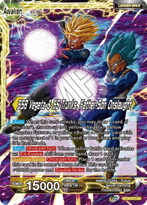 Trunks // SSB Vegeta & SS Trunks, Father-Son Onslaught card art