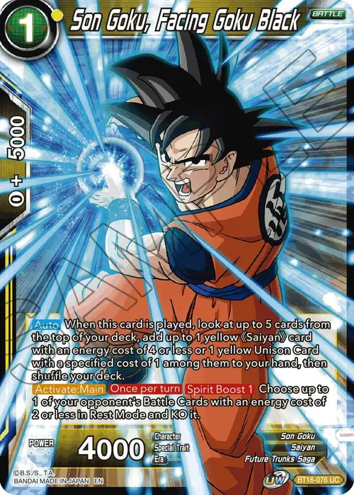 Son Goku, Facing Goku Black card art