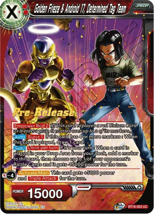 Golden Frieza & Android 17, Determined Tag Team card art