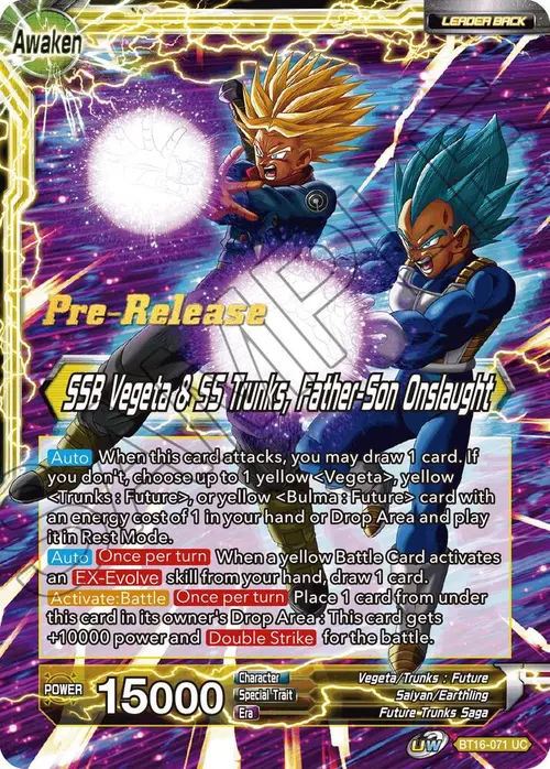 Trunks // SSB Vegeta & SS Trunks, Father-Son Onslaught card art