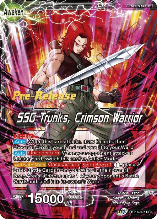 Trunks // SSG Trunks, Crimson Warrior card art