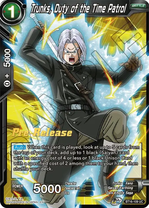 Trunks, Duty of the Time Patrol card art