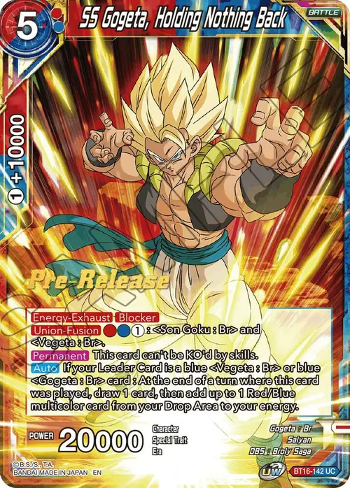 SS Gogeta, Holding Nothing Back card art