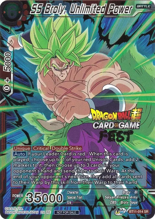 SS Broly, Unlimited Power (Card Game Fest 2022) card art