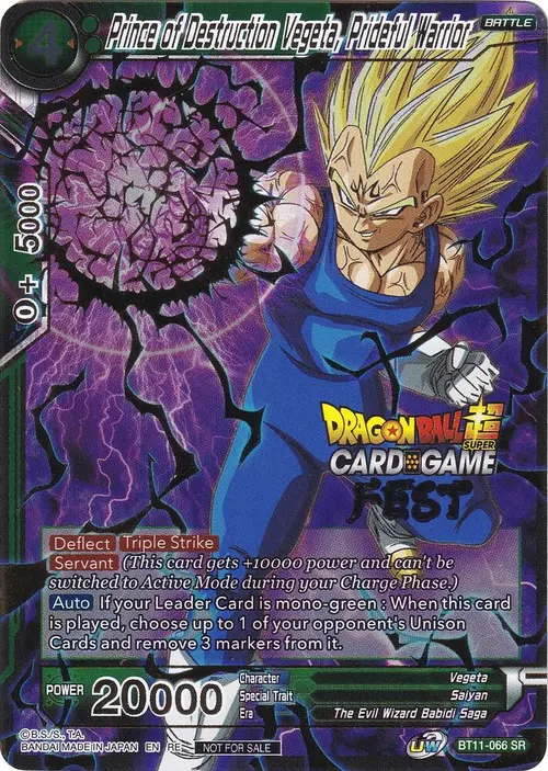 Prince of Destruction Vegeta, Prideful Warrior (Card Game Fest 2022) card art