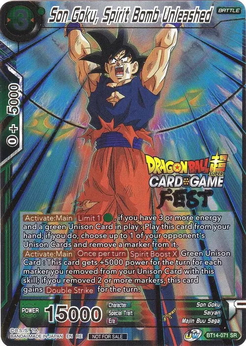 Son Goku, Spirit Bomb Unleashed (Card Game Fest 2022) card art
