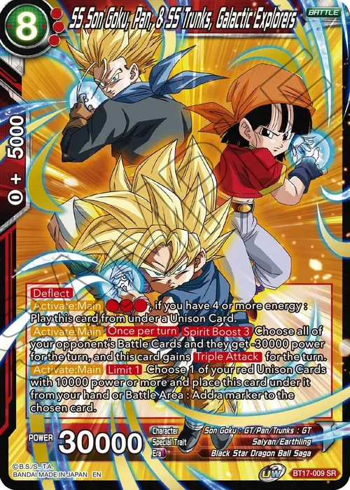 SS Son Goku, Pan, & SS Trunks, Galactic Explorers card art