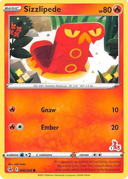 Sizzlipede - 046/264 (#1 Cinderace Stamped) card art