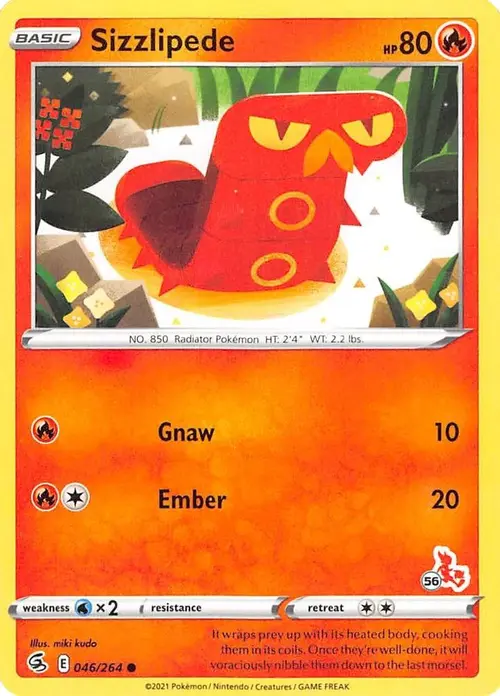 Sizzlipede - 046/264 (#56 Cinderace Stamped) card art