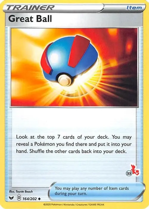 Great Ball - 164/202 (#33 Cinderace Stamped) card art