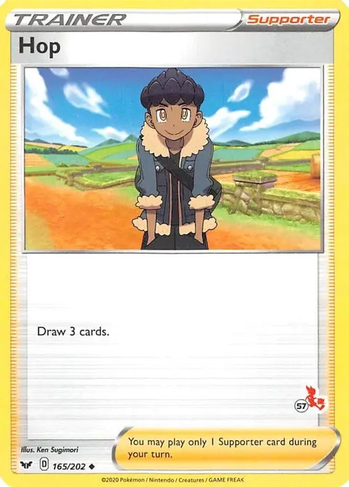 Hop - 165/202 (#57 Cinderace Stamped) card art