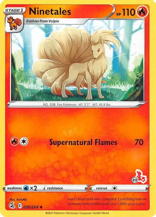 Ninetales - 030/264 (#23 Cinderace Stamped) card art