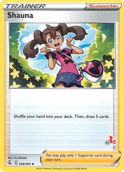 Shauna - 240/264 (#21 Cinderace Stamped) card art