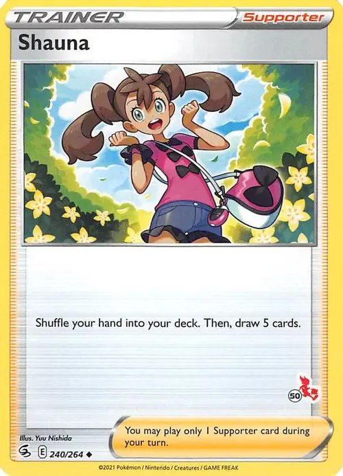 Shauna - 240/264 (#50 Cinderace Stamped) card art