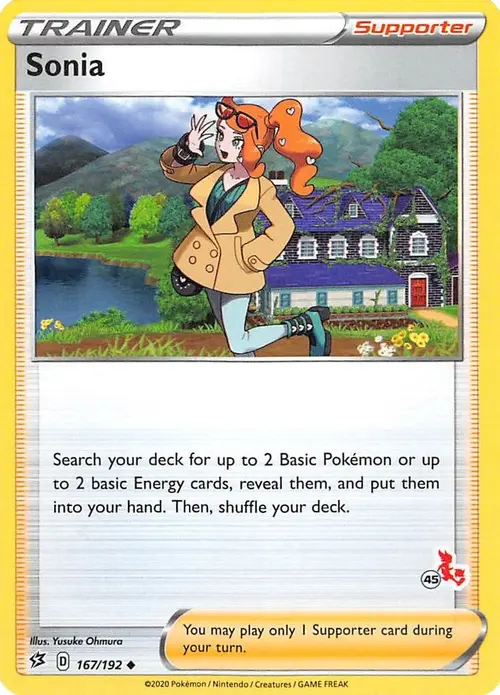 Sonia - 167/192 (#45 Cinderace Stamped) card art