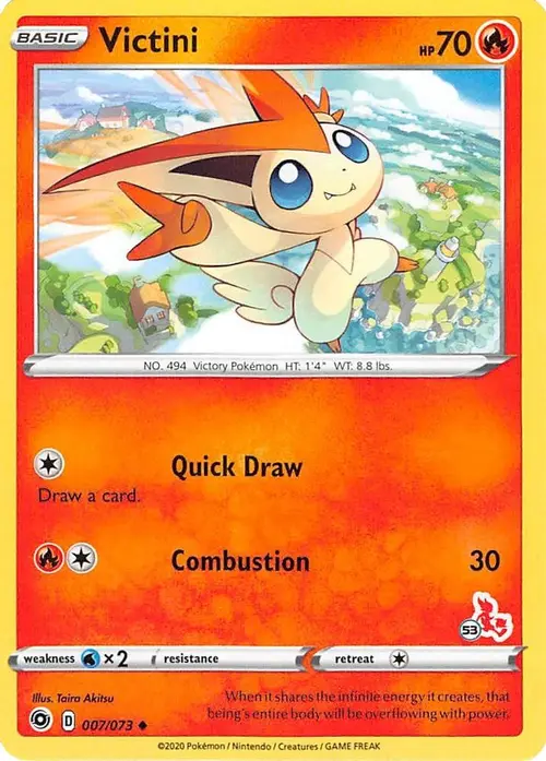 Victini - 007/073 (#53 Cinderace Stamped) card art
