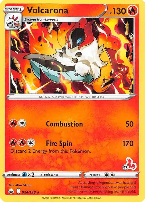 Volcarona - 024/198 (#27 Cinderace Stamped) card art