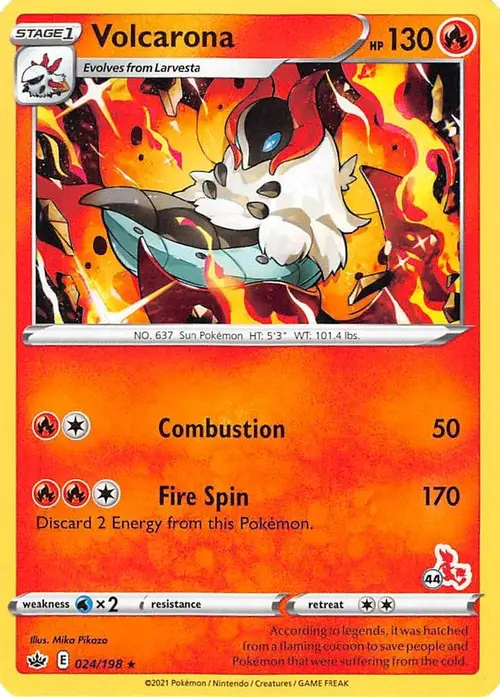 Volcarona - 024/198 (#44 Cinderace Stamped) card art