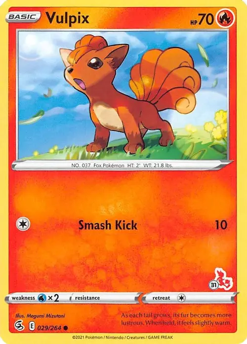 Vulpix - 029/264 (#31 Cinderace Stamped) card art