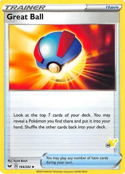 Great Ball - 164/202 (#38 Pikachu Stamped) card art