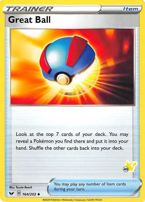 Great Ball - 164/202 (#49 Pikachu Stamped) card art