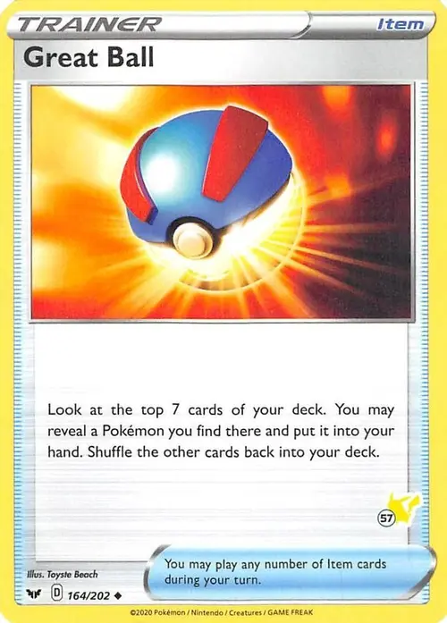 Great Ball - 164/202 (#57 Pikachu Stamped) card art
