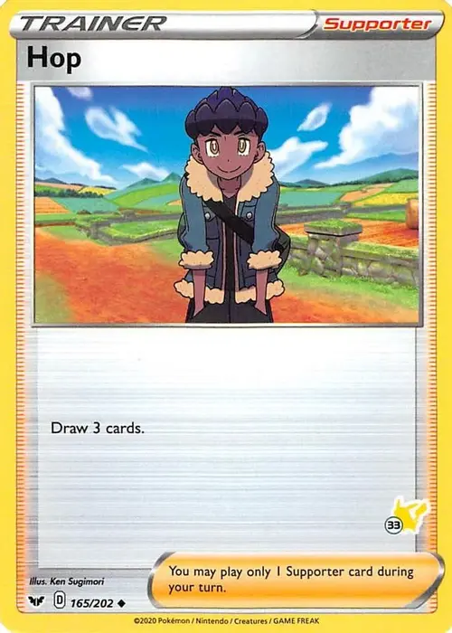 Hop - 165/202 (#33 Pikachu Stamped) card art