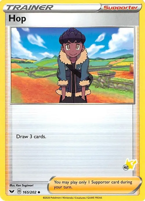 Hop - 165/202 (#42 Pikachu Stamped) card art
