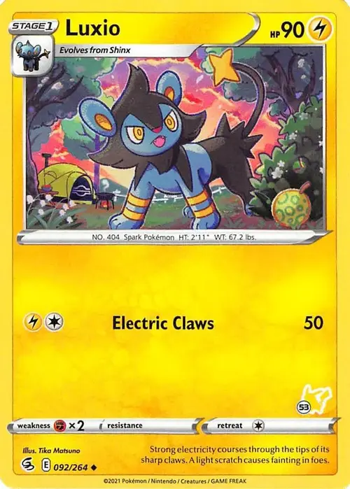 Luxio - 092/264 (#53 Pikachu Stamped) card art