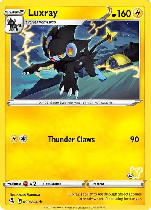 Luxray - 096/264 (#47 Pikachu Stamped) card art