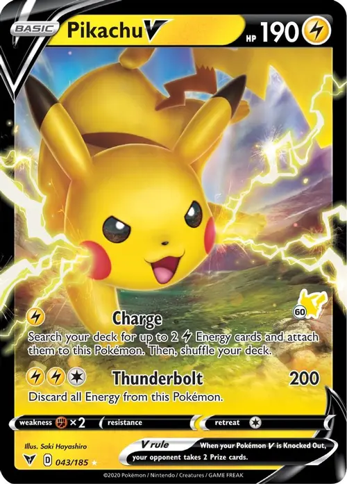 Pikachu V - 043/185 (#60 Pikachu Stamped) card art