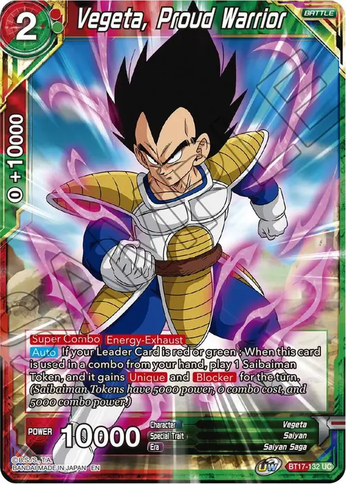 Vegeta, Proud Warrior card art