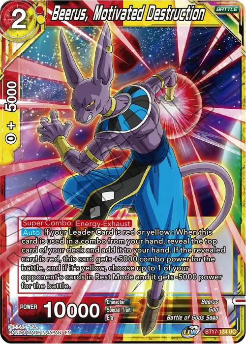 Beerus, Motivated Destruction card art