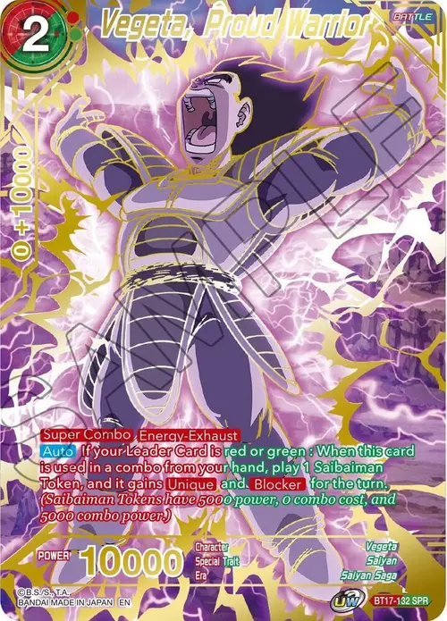 Vegeta, Proud Warrior (SPR) card art