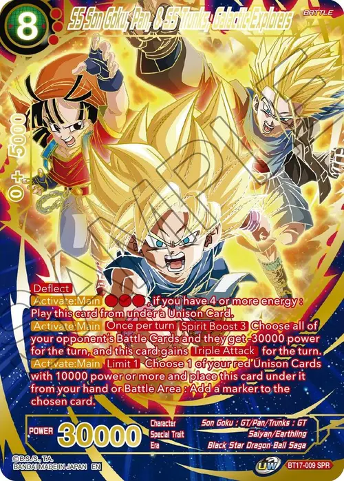 SS Son Goku, Pan, & SS Trunks, Galactic Explorers (SPR) card art