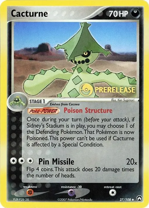 Cacturne - 27/108 (Prerelease) card art
