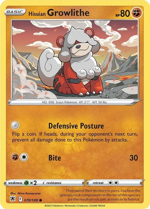 Hisuian Growlithe card art