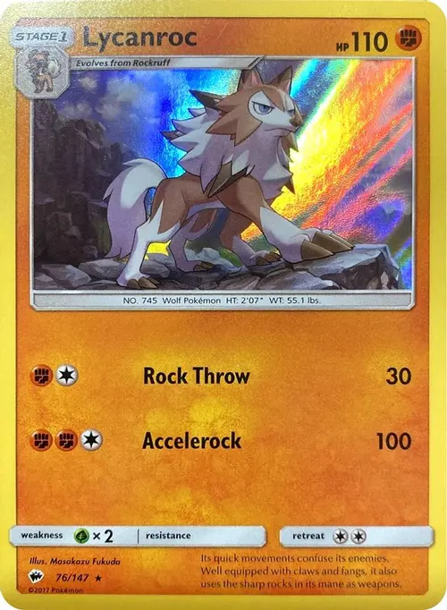 Lycanroc - 76/147 (Water Web Holo) card art