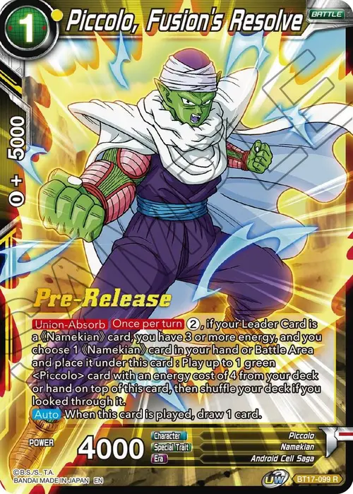 Piccolo, Fusion's Resolve card art