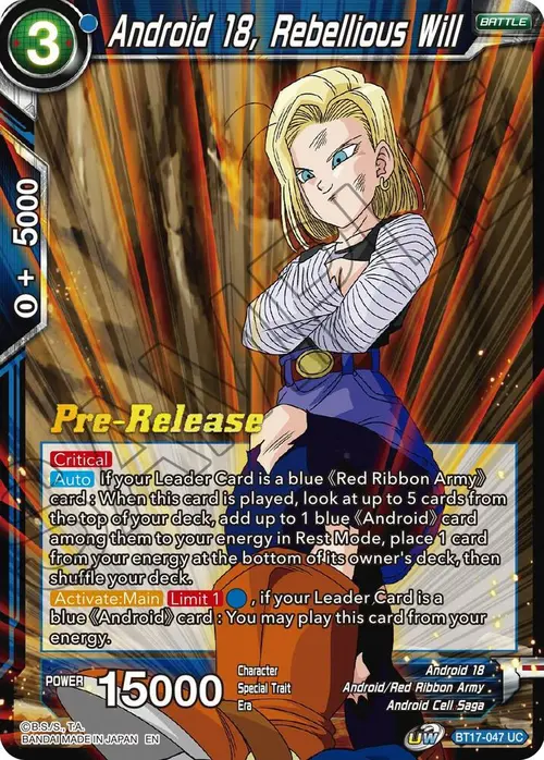 Android 18, Rebellious Will card art