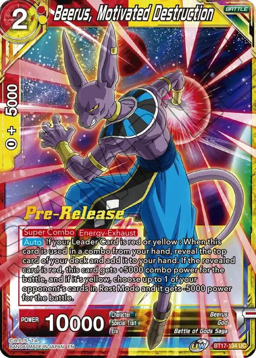 Beerus, Motivated Destruction card art