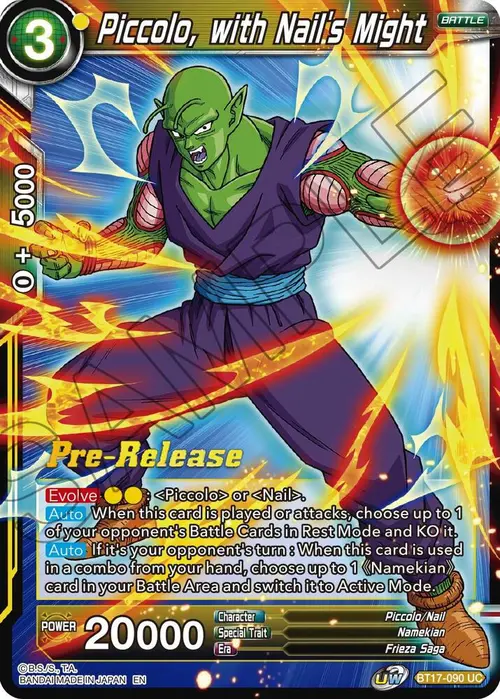 Piccolo, with Nail's Might card art